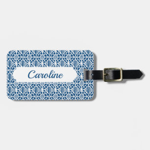 Classic Blue With White Crochet Lace Pattern Luggage Tag