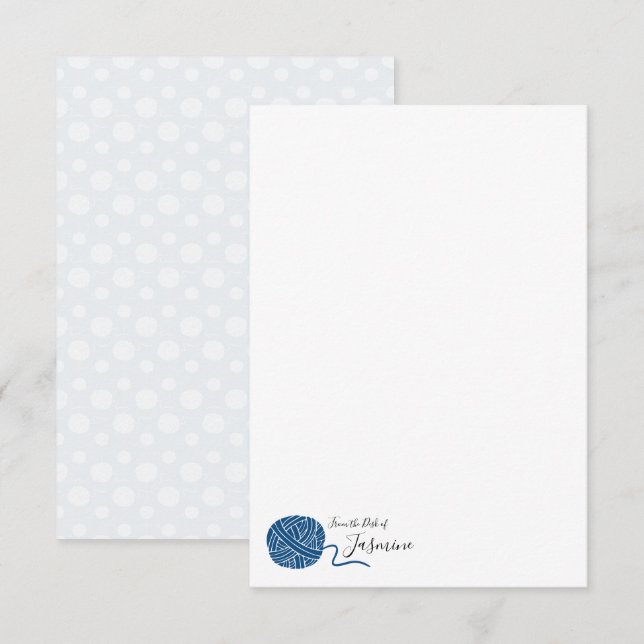 Classic Blue Yarn Ball Note Card (Front/Back)
