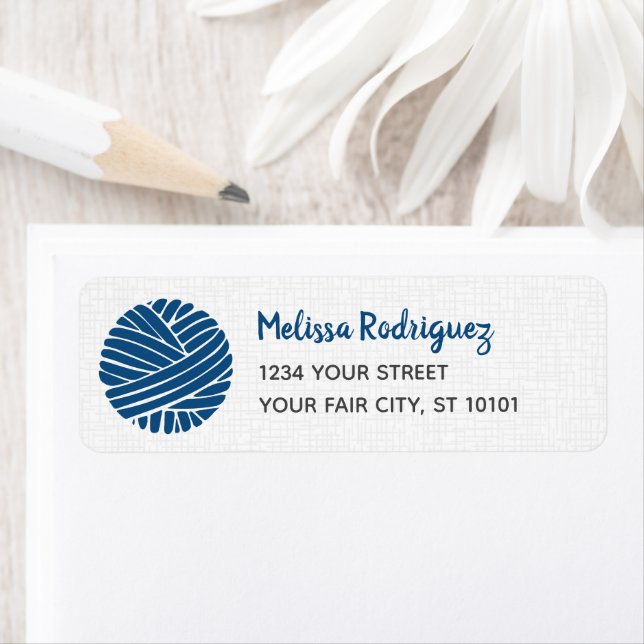Classic Blue Yarn Ball Return Address Labels (Insitu)