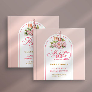 Classic blush and gold petals prosecco sign book