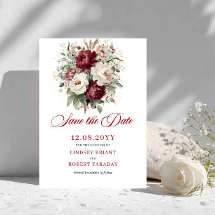 Classic Blush Burgundy Floral Save The Date