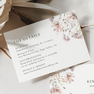 Classic Blush Floral Wedding Details Enclosure Card