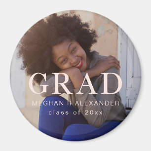 Classic Blush Graduate Photo and Name Magnet
