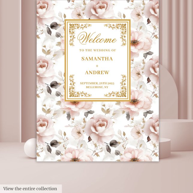 Classic Blush Ivory Gold Wedding Banner Tapestry (Classic Blush Ivory Gold Wedding Banner Tapestry)