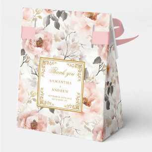 Classic Blush Ivory Gold Wedding Thank You Box