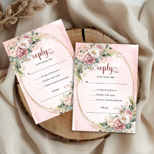 Classic Blush Pink Eucalyptus Wedding RSVP