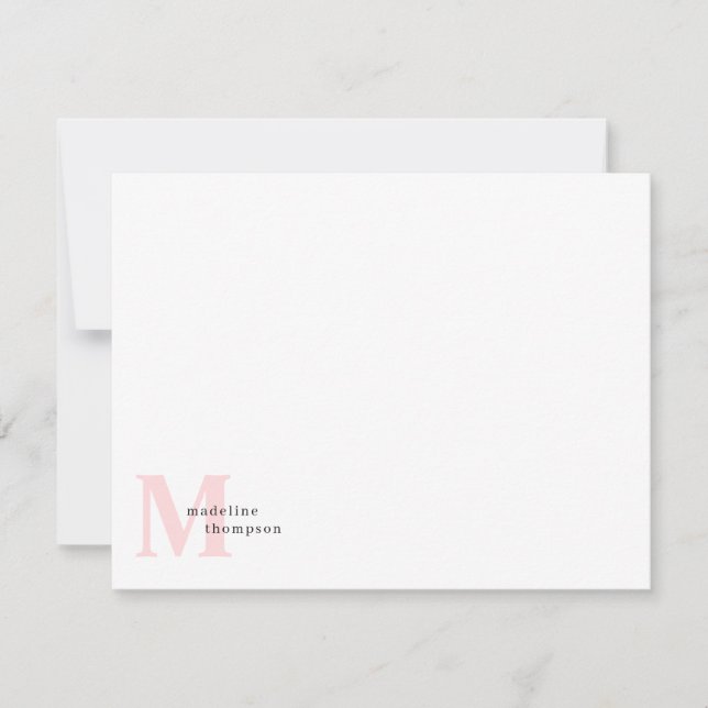 Classic Blush Pink Monogram Name Typography Card (Front)
