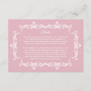 Classic Blush Pink Ornately Framed Wedding Enclosure Card