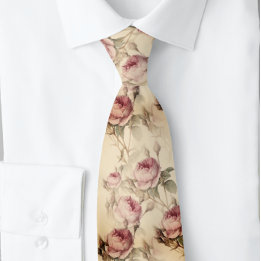 Classic Blush Pink Rose Flower  | Tie