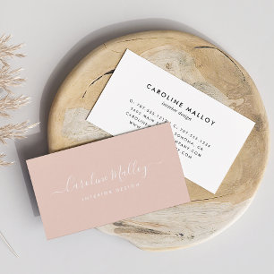 Classic Blush Pink   Signature Script Business Card