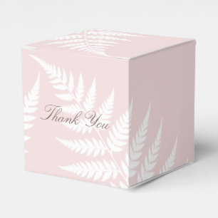 Classic Blush Pink White Fern Thank You Favour Box