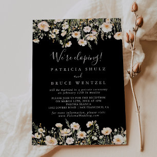 Classic Blush Wildflower Black Elopement Reception Invitation