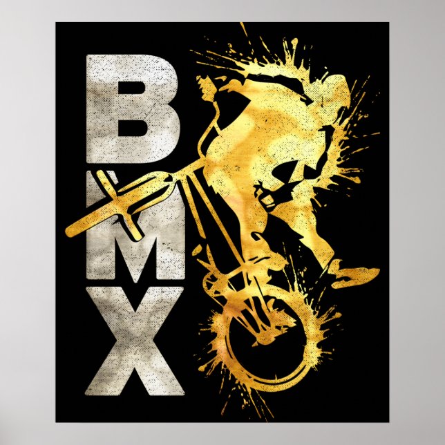Classic Bmx Bike | Bmx Silver Gold Poster Print (Front)