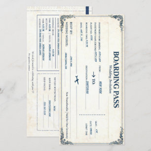 Classic  Boarding Pass Wedding Invite Customisable