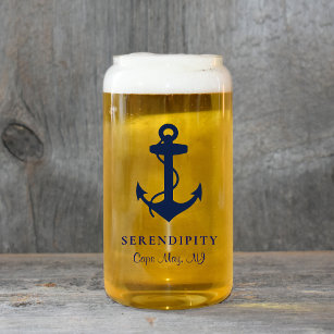 Classic Boat Anchor Logo Can Glass