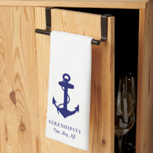 Classic Boat Anchor Monogram Tea Towel