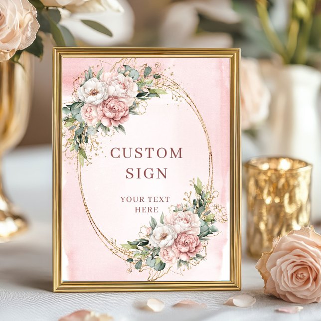 Classic Bohemian Light Pink Flowers Custom Sign (Classic Bohemian Light Pink Flowers Custom Sign)