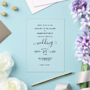 Classic Bohemian Typography Wedding Acrylic Invitations