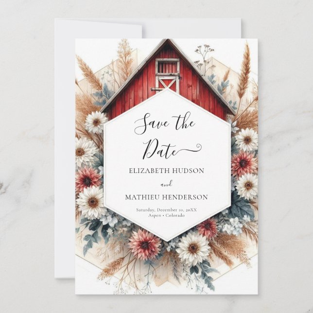 Classic Boho Barnyard Wedding Save The Date (Front)