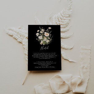 Classic Boho Blush Wildflower Black Hotel Enclosure Card