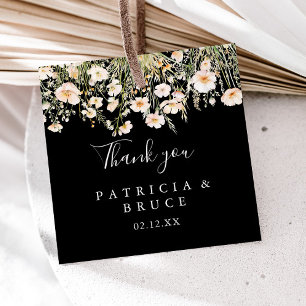 Classic Boho Blush Wildflower Black Wedding Favour Tags