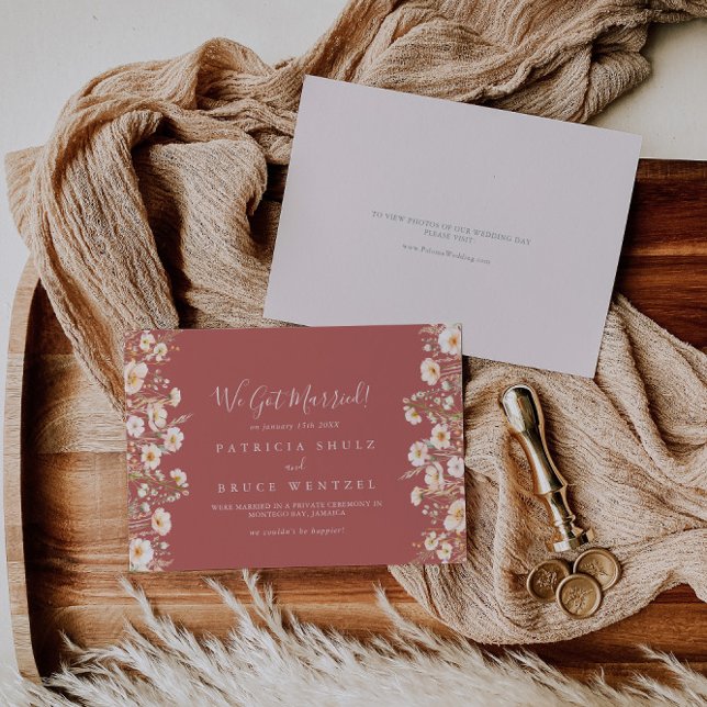 Classic Boho Blush Wildflower Elopement Announcement (Creator Uploaded)