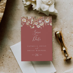 Classic Boho Blush Wildflower Save the Date Postcard