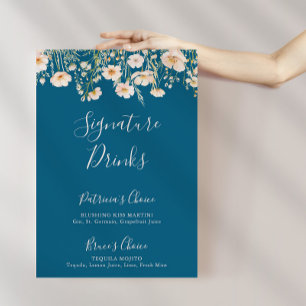 Classic Boho Blush Wildflower Signature Drinks  Poster