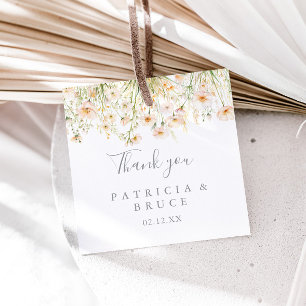 Classic Boho Blush Wildflower Wedding Favour Tags