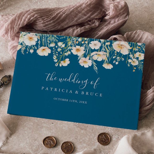Classic Boho Blush Wildflower Wedding Guest Book (Creator Uploaded)