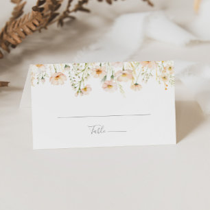 Classic Boho Blush Wildflower Wedding Place Card