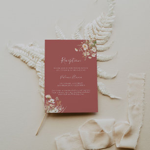 Classic Boho Blush Wildflower Wedding Reception Enclosure Card