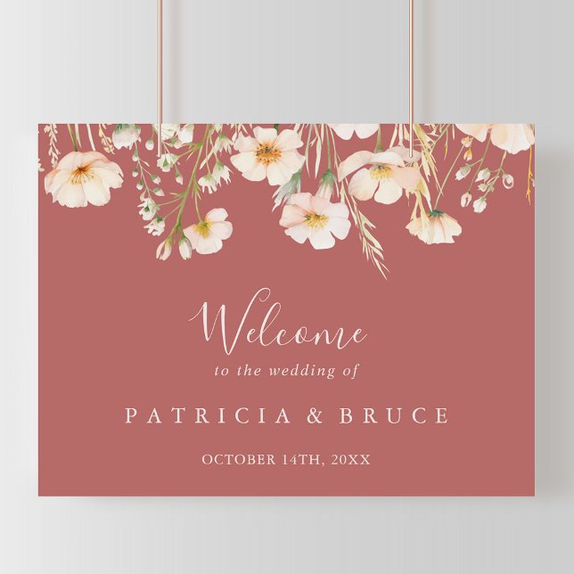 Classic Boho Blush Wildflower Wedding Welcome Sign (Creator Uploaded)
