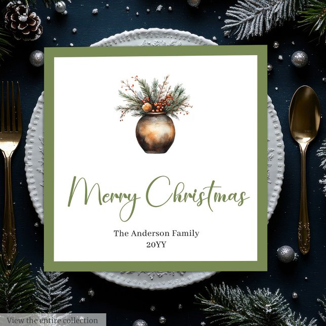 Classic Boho Scandinavian Christmas Wreath Napkins (Classic Boho Scandinavian Christmas Wreath Napkins)
