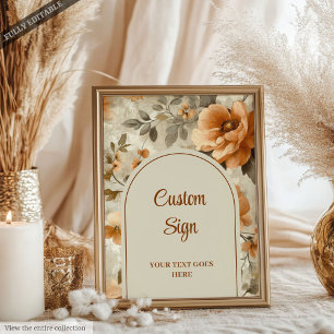 Classic Boho Terra Cotta Ivory Sage Floral Custom Poster