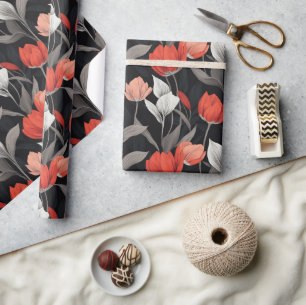 Classic Boho Tulip Print Wrapping Paper