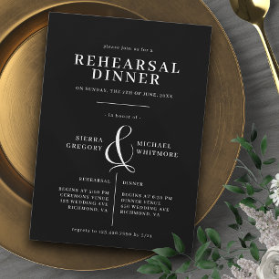 Classic Bold Black Moody Formal Rehearsal Dinner Invitation
