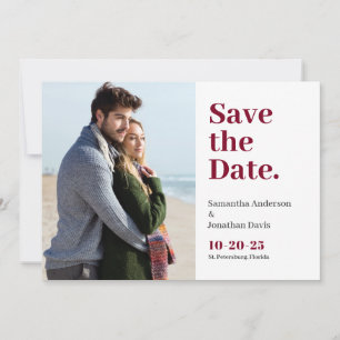 Classic Bold Burgundy Typography Save The Date