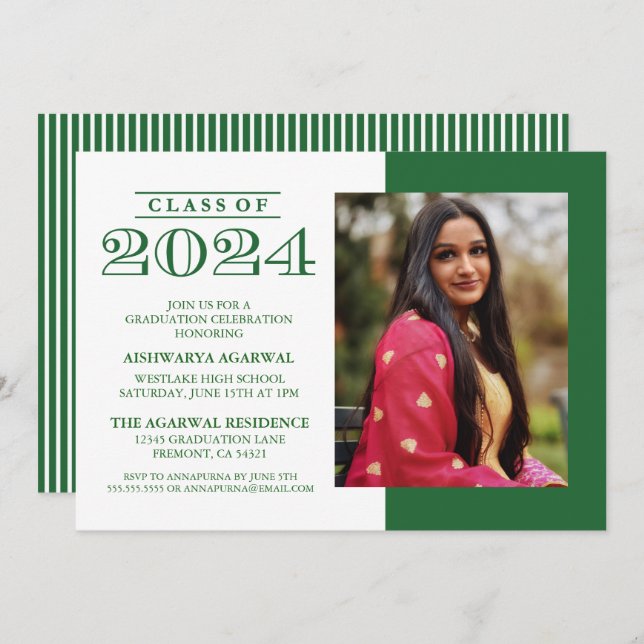 CLASSIC BOLD CLASS OF 2024 GRADUATION INVITATION (Front/Back)