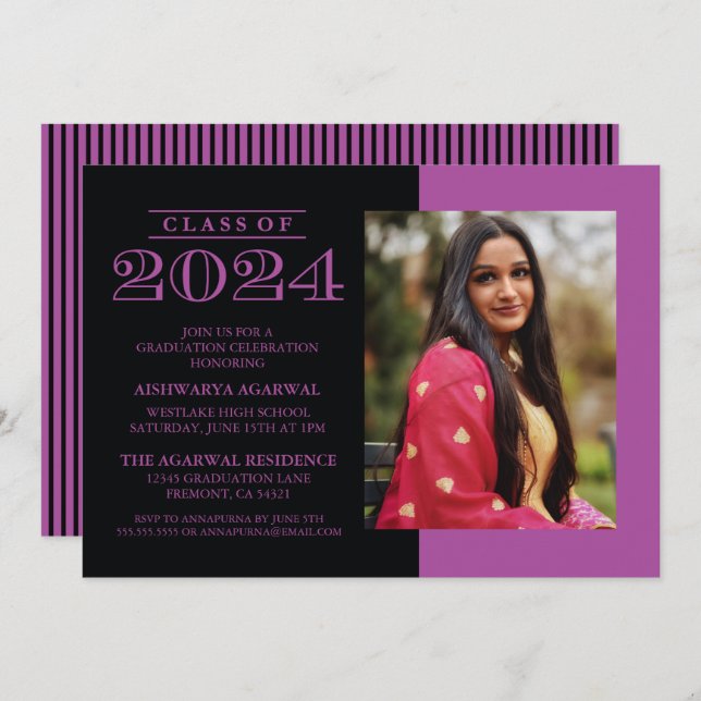 CLASSIC BOLD CLASS OF 2024 GRADUATION INVITATION (Front/Back)