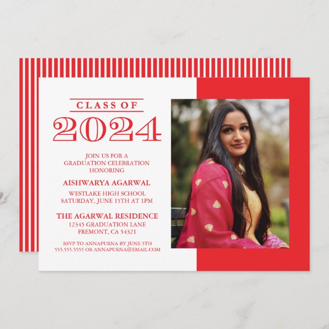 CLASSIC BOLD CLASS OF 2024 GRADUATION INVITATION (Front/Back)
