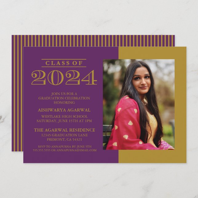 CLASSIC BOLD CLASS OF 2024 GRADUATION INVITATION (Front/Back)
