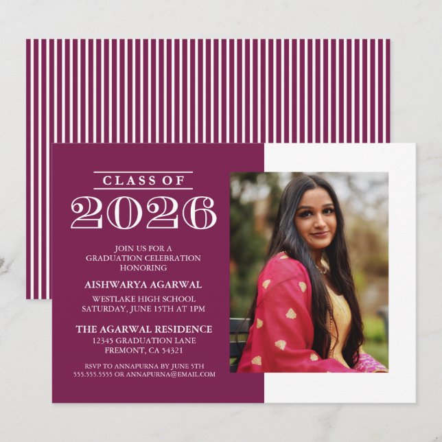 CLASSIC BOLD CLASS OF 2026 GRADUATION INVITATION (Front/Back)