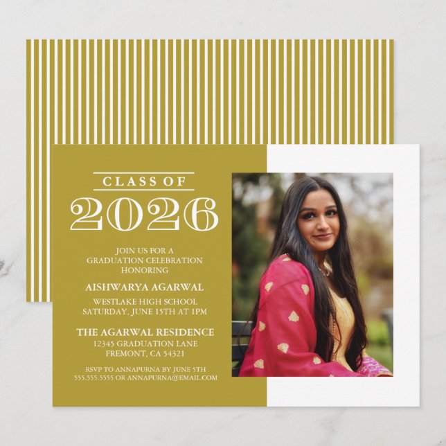 CLASSIC BOLD CLASS OF 2026 GRADUATION INVITATION (Front/Back)