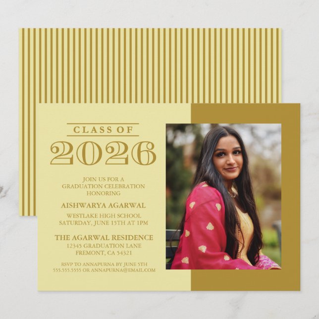 CLASSIC BOLD CLASS OF 2026 GRADUATION INVITATION (Front/Back)