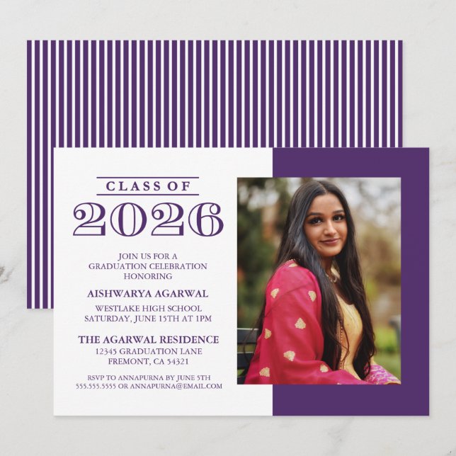 CLASSIC BOLD CLASS OF 2026 GRADUATION INVITATION (Front/Back)