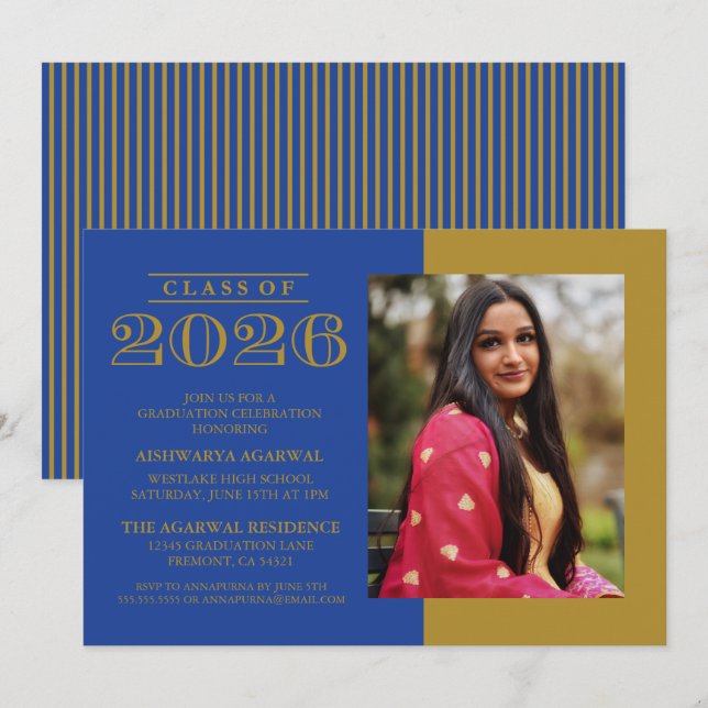 CLASSIC BOLD CLASS OF 2026 GRADUATION INVITATION (Front/Back)