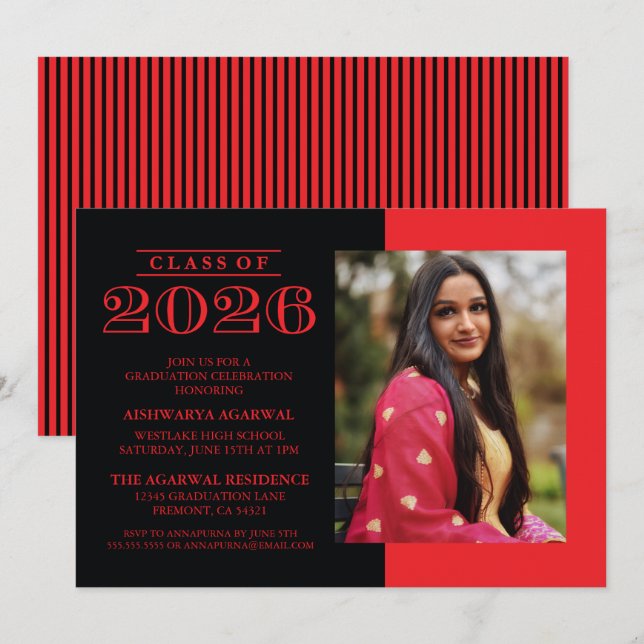 CLASSIC BOLD CLASS OF 2026 GRADUATION INVITATION (Front/Back)