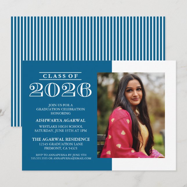 CLASSIC BOLD CLASS OF 2026 GRADUATION INVITATION (Front/Back)