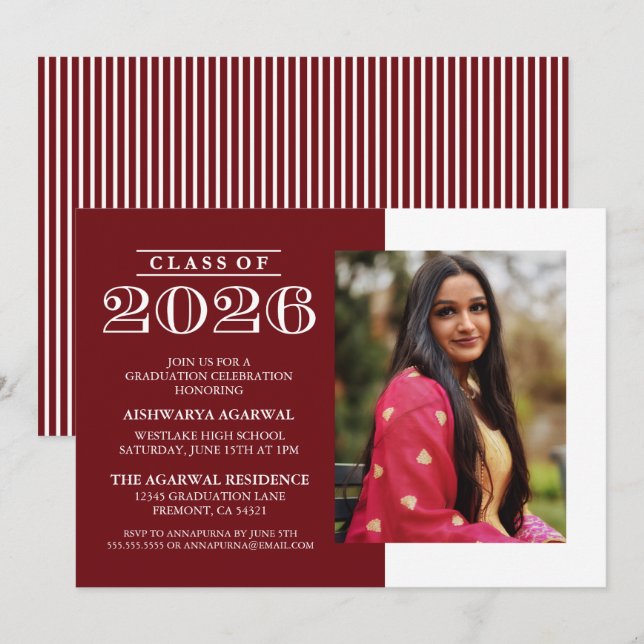 CLASSIC BOLD CLASS OF 2026 GRADUATION INVITATION (Front/Back)
